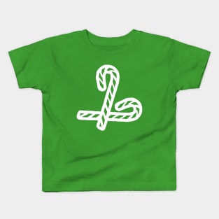 White Line Two Candy Canes for Christmas Kids T-Shirt